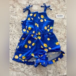 Old Navy Sleeveless Tie-Bow Lemon Romper Toddler Girls 2T NWT